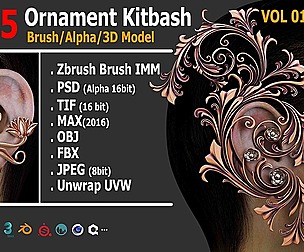 155 Ornament Brush/Alpha/3D Model VOL01