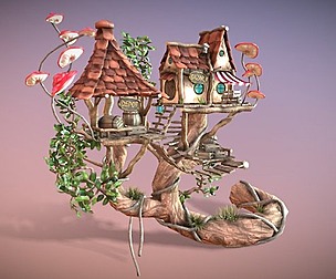 Subdivision LowPoly Fairy Treehouse
