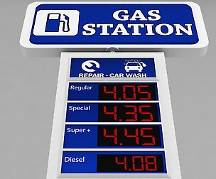 Gas station price sign totem low poly