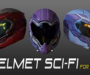 Helmet sci-fi for game