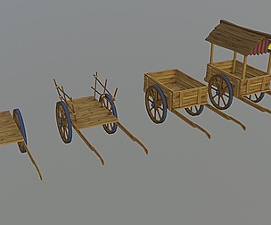 Stylized Low Poly Handpainted Cart pack