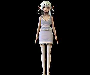 GAME READY LOW POLY ANIME CHARACTER GIRL 7