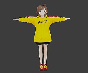Aiko - GAME READY LOW POLY ANIME CHARACTER GIRL