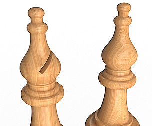 3D Wooden Chess Bishop
