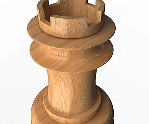 3D Wooden Chess Rook