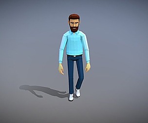 Low Poly Bearded Man Low-poly