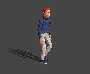 Low poly ordinary man in shirt and pants
