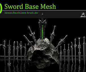 50 Sword Base Mesh(Clean UV)+IMM brush+ABR brush