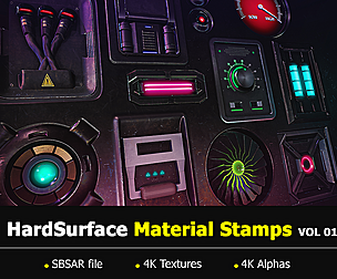 15 HardSurface Material Stamps - VOL 01
