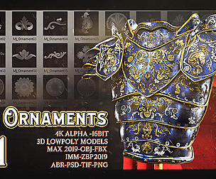 101 Mj's Ornaments_4K Alpha -16bit +3D Lowpoly
