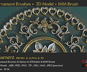 42 Ornament Brushes + 3D Model + IMM Brush Vol 01