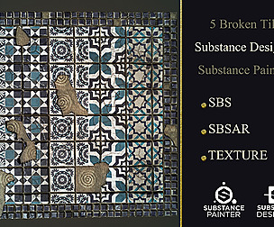 5  Broken Tile İn Substance Deaigner And Painter