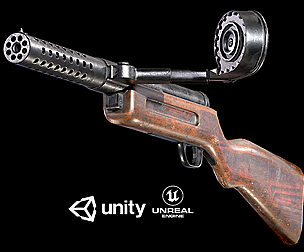 German Schmeissers MP 18 PBR Low-poly 3D model