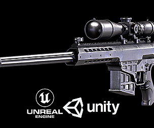 Barret M98B Sniper Rifle PBR Low-poly 3D model