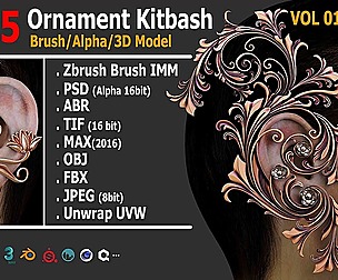 295 Sahra Ornament Kitbash IMM Brush Bundel VOL01