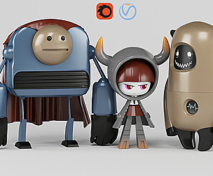 Robots and angry girl toys