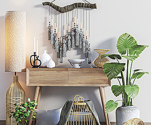Boho set with macrame & wicker decor