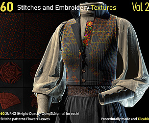 60 Stitches and Embroidery Textures-Vol2