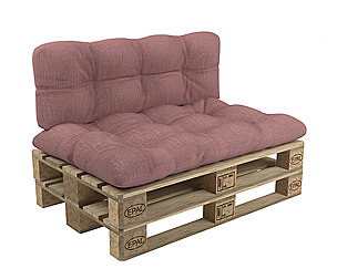 Sofa with pallets and quilted pillows