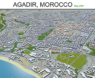 Agadir City Morocco 3D Model 20km