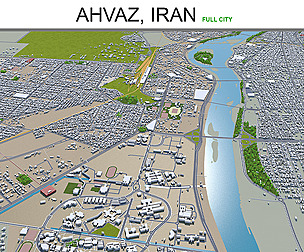 Ahvaz City Iran 3D Model 50km