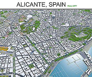 Alicante City Spain 3D Model  40km