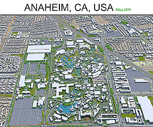 Anaheim City California USA 3D Model 40km