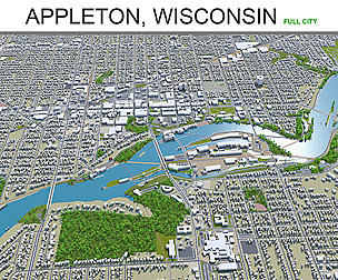 Appleton City Wisconsin 3D Model 40km