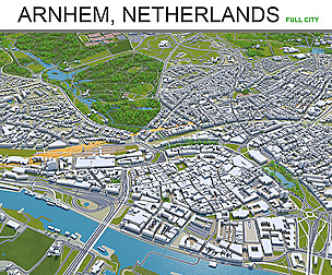Arnhem City Netherlands 3D Model 40 km