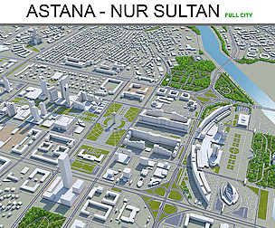 Astana City ‎Kazakhstan 3D Model  70km