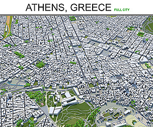 Athens City Greece 3D Model 60km