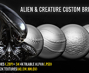 50 Zbrush Alien And Creature Custom Brush Set