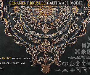 Ornament Brushes+Alpha+3D Model