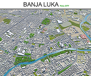 Banja Luka City Bosnia  3D Model 45km