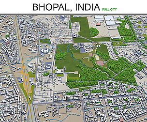 Bhopal City India 3D Model 70km