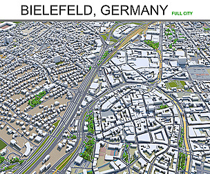 Bielefeld City Germany 3D Model  60km
