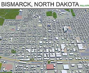 Bismarck City North Dakota 3D Model  50 km