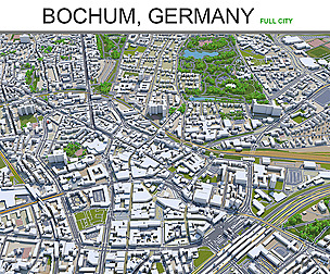 Bochum City Germany 3D Model 35km