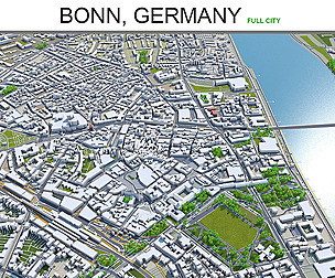 Bonn City Germany 3D Model 60 km