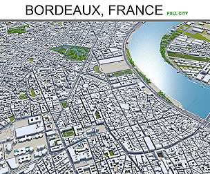Bordeaux City France 3D Model  50km