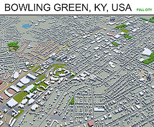 Bowling Green City Kentucky USA 3D Model 40 km