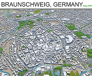 Braunschweig City Germany 3D Model 40km