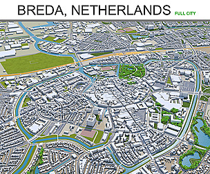 Breda City Netherlands 3D Model  50Km