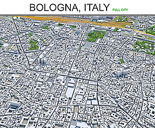 Bologna City Italy 3D Model 30km