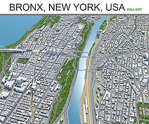 Bronx City New York 3D Model 30km
