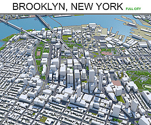 Brooklyn City New York 3D Model 60km
