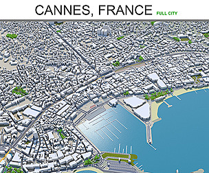 Cannes City France 3D Model 30km