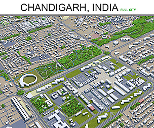 Chandigarh City India 3D Model  20km