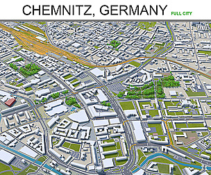 Chemnitz City Germany 3D Model  40Km