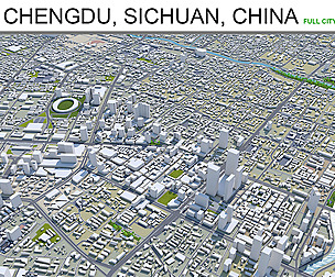 Chengdu Sichuan City China 3D Model  200km